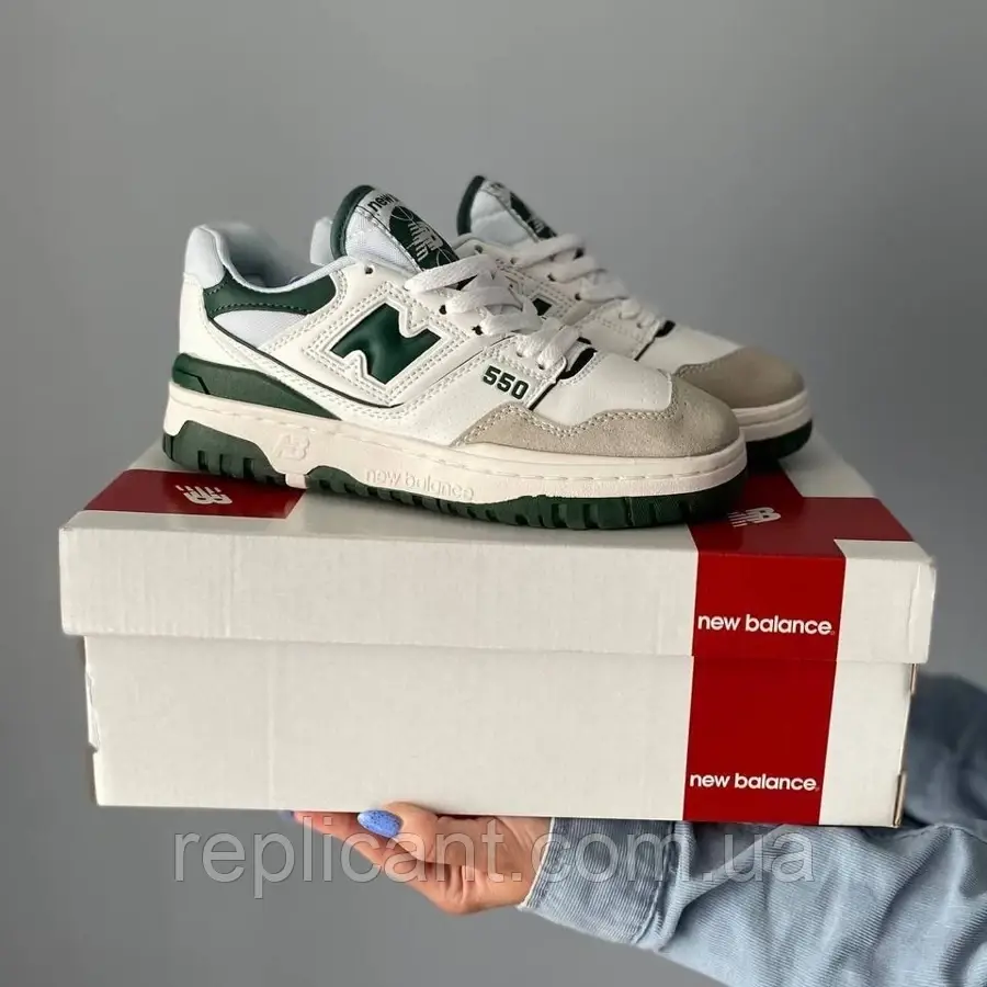 Жіночі кросівки New balance 550 White Green Нью-біланс кросівки (22041) (22417)