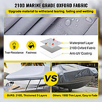 Тент для човна VEVOR 14-16 футів (426-487 см), тент для човна 600D Oxford Fabric, брезентовий тент для човна з 5 регульованими