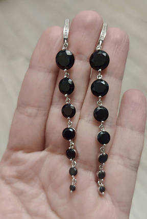 Сережки з чорними камінцями, фото 2
