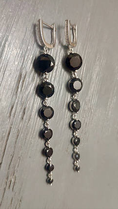 Сережки з чорними камінцями, фото 2