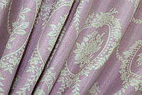 Шторна тканина льон, колекція "Корона". Висота 2.7м. Колір рожевий з бежевим візерунком. Код 919ш