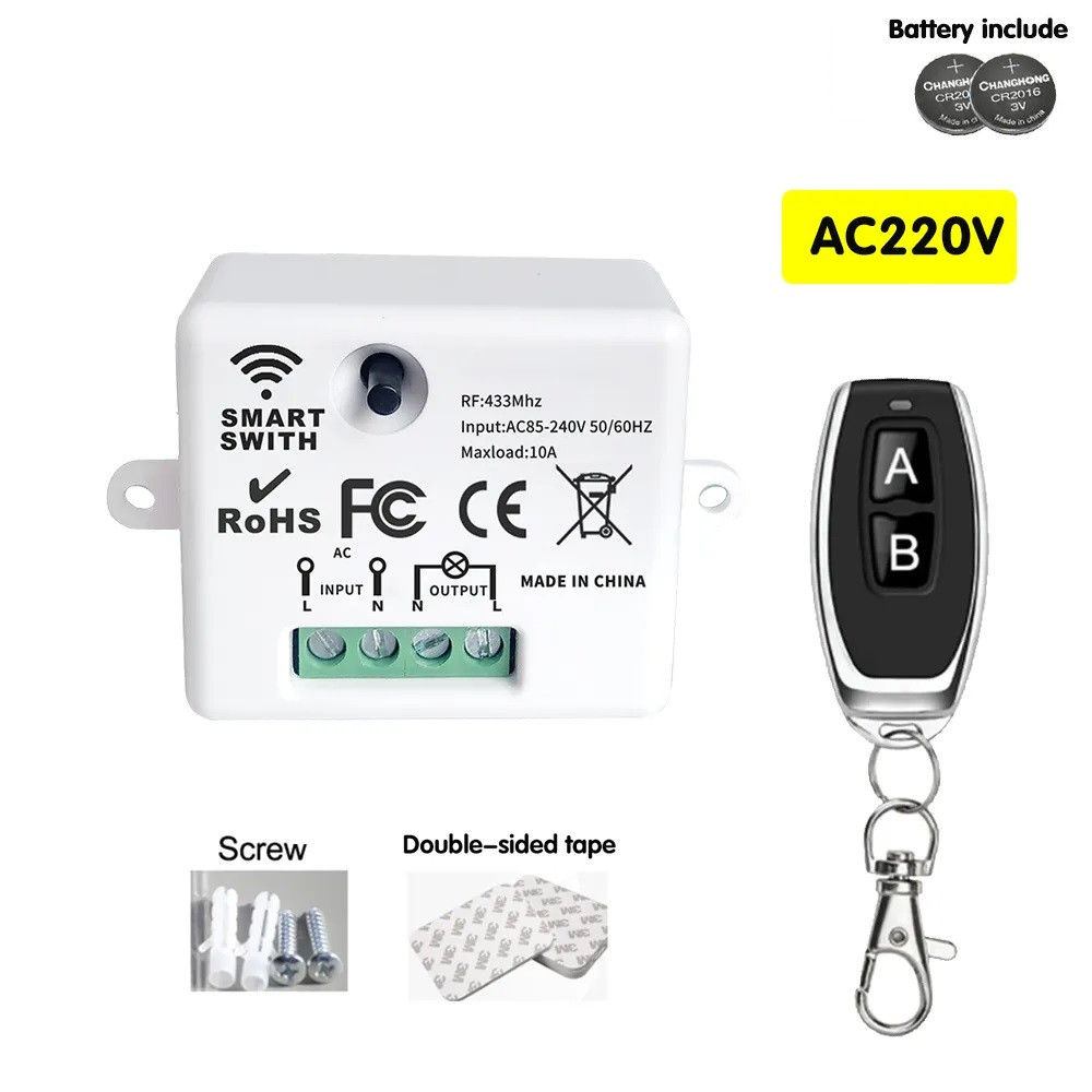 Радіо реле + пульт 220 Вольт 433мгц. 1 канал. бездротовий вимикач міні ...