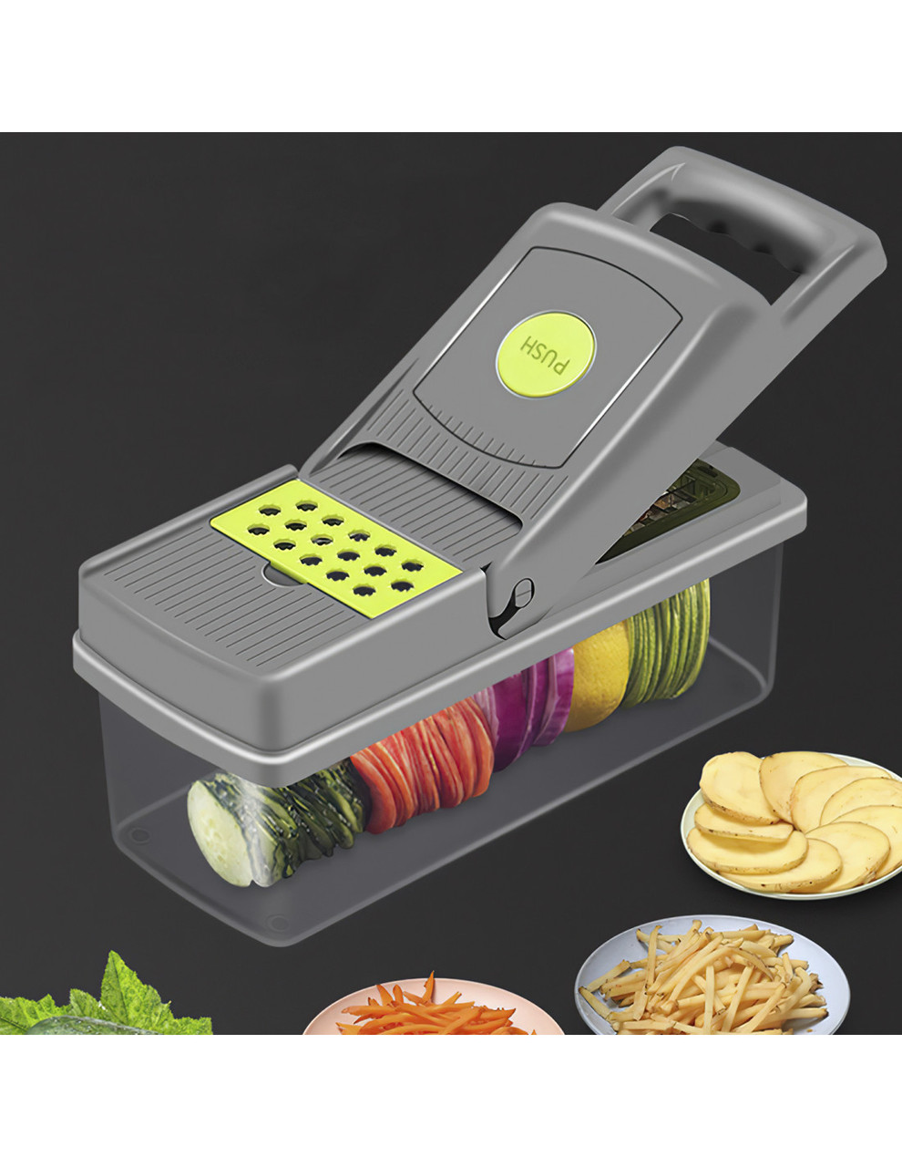 Багатофункціональна овочерізка Veggie Slicer 14 в 1 | Багатофункціональний подрібнювач овочів, фото 1