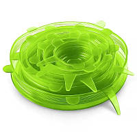 Набор универсальных силиконовых крышек Food Grade Silicon растягивающиеся 6 шт Зеленый (M7702000310)