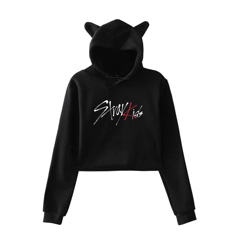 Жіноче худі з вушками і принтом "Stray Kids"