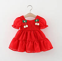 Нарядное платье для девочки Вишенки красное 10016, розмір 100