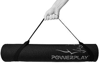 Килимок для йоги та фітнесу PowerPlay 4010 PVC Yoga Mat Чорний (173x61x0.6)