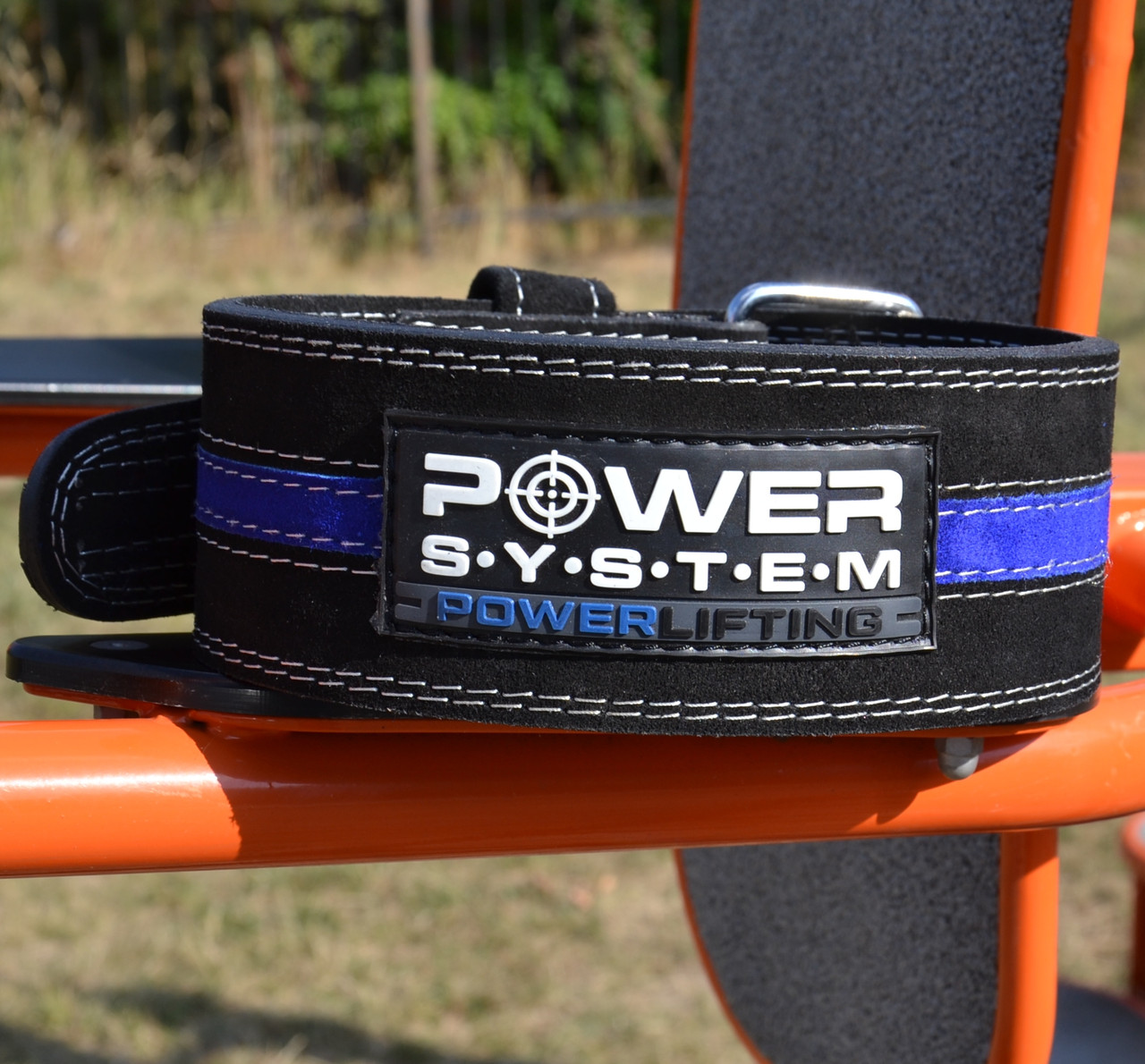 Пояс для пауерліфтингу Power System PS-3800 PowerLifting шкіряний Black/Blue Line M - фото 6 - id-p2078955689