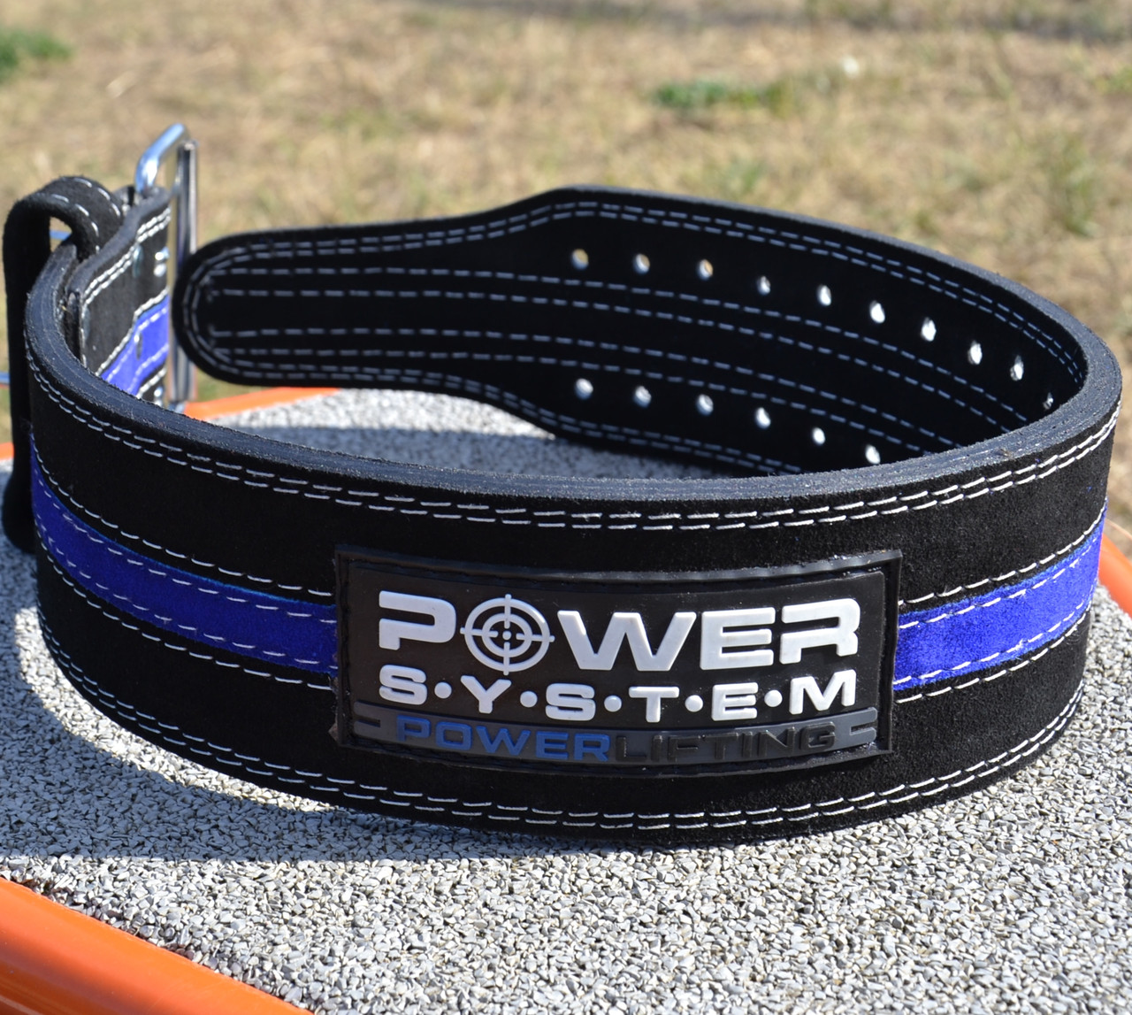 Пояс для пауерліфтингу Power System PS-3800 PowerLifting шкіряний Black/Blue Line M - фото 9 - id-p2078955689