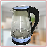 Металлические электрический чайник Rainberg RB-914 стеклянный 2 л 1850 Вт, тихий чайник с индикатором работы