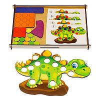 Деревянная мозаика "Динозаврик" Ubumblebees (ПСД193) PSD193, 8 карт с заданиями Denwer P Дерев'яна мозаїка