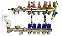 Коллектор для теплого пола в сборе на 5 контуров латунный  "KOER"