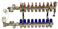 Коллектор для теплого пола в сборе на 9 контуров латунный "KOER"