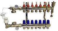 Коллектор для теплого пола в сборе на 7 контуров латунный "KOER"
