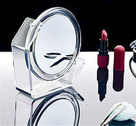 Зеркало косметическое для макияжа настольное двустороннее круглое FT-070