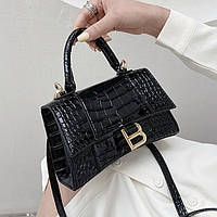 Женская сумка 1068 кросс-боди рептилия лаковая черная