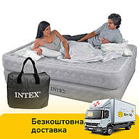 Надувная двухспальная кровать Intex 64490 Серый (152-203-51) со встроенным электрическим насосом