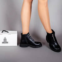Женские черные ботинки с двумя молниями кожаные 36-41 Ботинки, 37