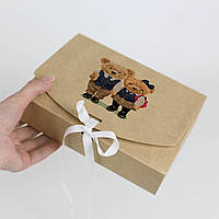 Коробка романтична зі стрічкою 200*145*50 мм Крафт Коробочка на день святого Валентина