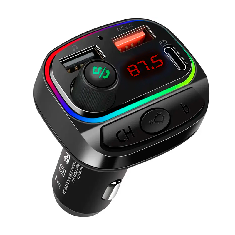 Автомобільний FM ФМ-модулятор Terra С14, Bluetooth 5.0, трансмітер, швидке заряджання QC 3.0, фото 1