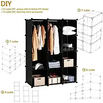Збірна пластикова шафа гардероб  Storage Cube Cabinet   110x37x146 см, фото 5