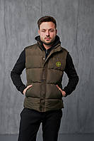 Мужская жилетка Stone Island цвета хаки без капюшона