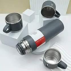 Термос із чашками 500 мл із вакуумною ізоляцією на 3 кухлі Темно синій