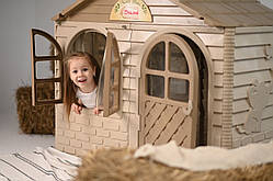 ЕКО НОВИНКА Дитячий ігровий будиночок зі шторками на основі пшеничної соломи ТМ Doloni (середній)