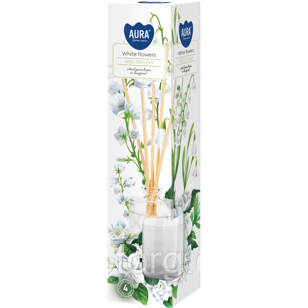 Аромадифузор із паличками White Flowers Білі квіти 45 мл Bispol, фото 1