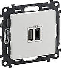 Розетка USB для заряджання подвійна Type A+C 240V/5V 3000мА Valena Life біла [753106] Legrand