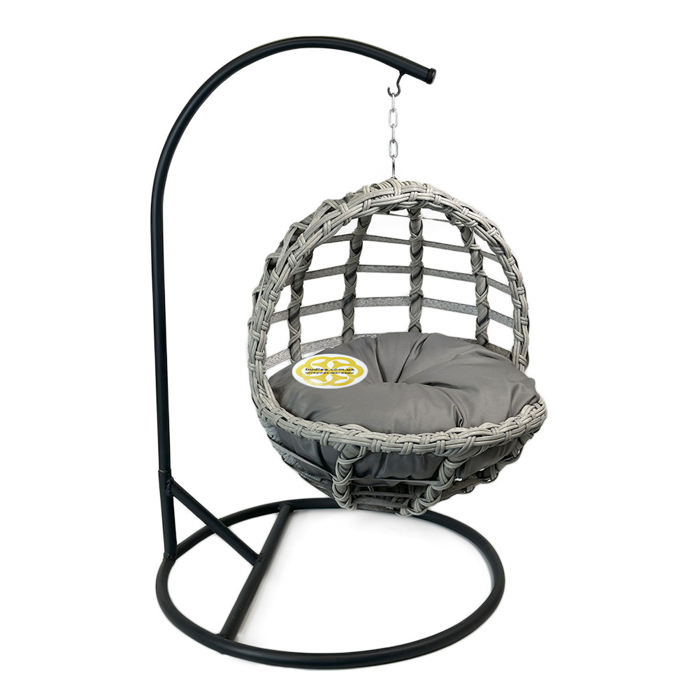 Садове підвісне крісло кокон ZOO SWING для тварин, штучний ротанг, антрацит SNMZ