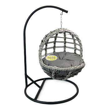 Садове підвісне крісло кокон ZOO SWING для тварин, штучний ротанг, антрацит SNMZ