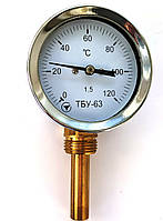 Термометр биметаллический показывающий ТБУ-63/50 - "О", 0...+120°С к.т.1,5 (радиальный)