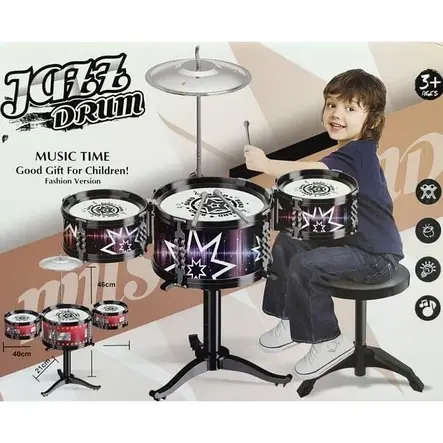 Барабанна установка зі стільцем Jazz Drum DX 1003 B (розмір 40-21-46см), фото 3