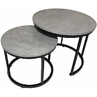 Столик журнальний круглий комплект 2 в 1 Bonro Бонро B-012 сірий (42400390)