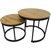 Столик журнальний круглий комплект 2 в 1 Bonro Бонро B-012 темно-коричневий (42400391)