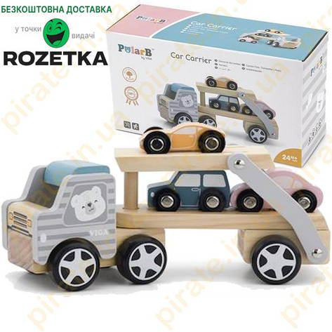 Дерев'яна машинка іграшкова Viga Toys PolarB Автовоз (44014), фото 1