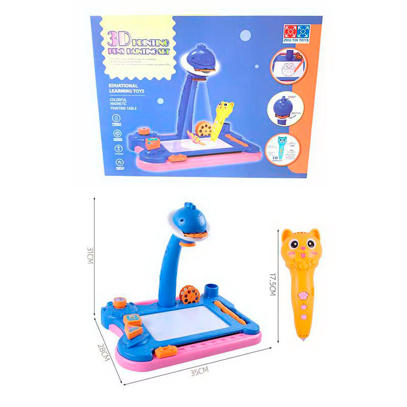 Проєктор для малювання HY938B, проектор-світло, дощечка для малювання (кольорова), 3D-ручка (акумулятор), фото 1