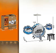 Барабанная установка со стульчиком Jazz Drum 775-17 (размер 69,5-27,5-58см, синий)