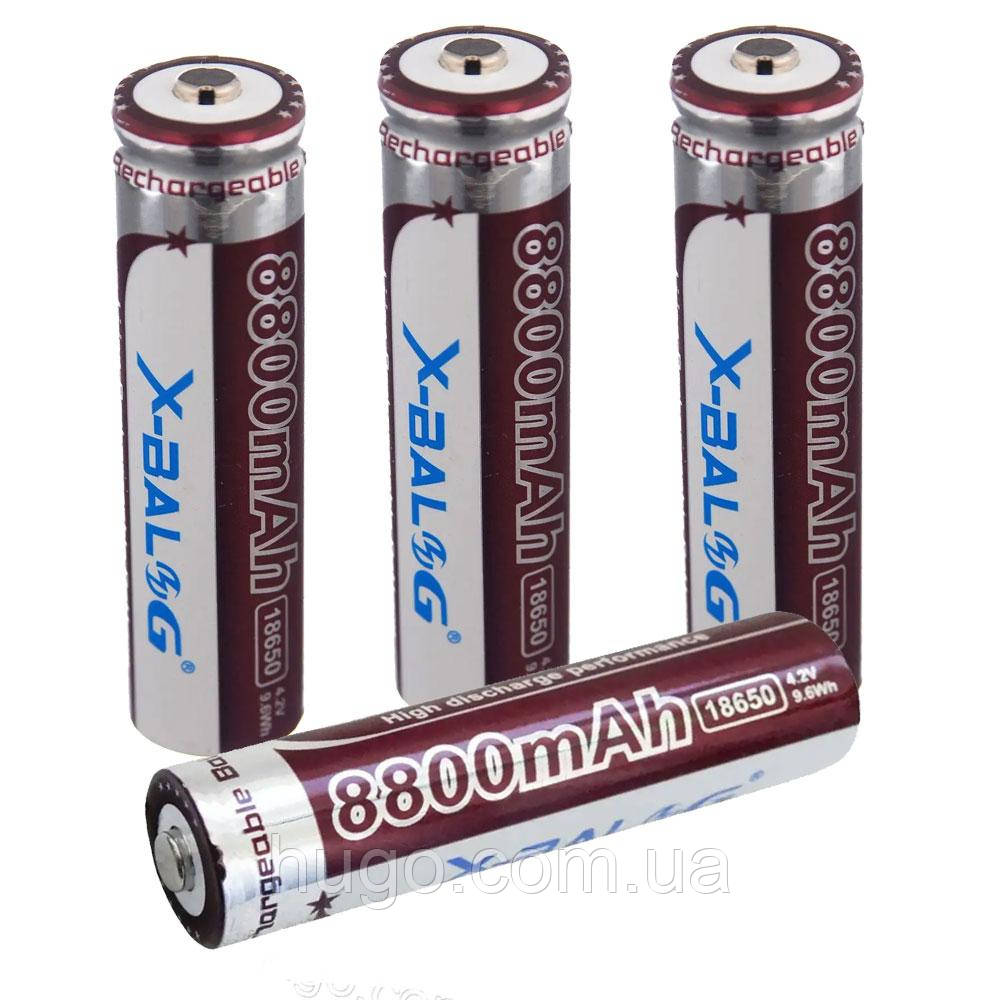 Комплект 4шт Акумулятор 18650 X-Balog 8800mAh 4,2V Li-ion/Акумуляторна батарейка для ліхтариків, фото 1