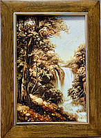 Картина пейзаж из янтаря " Водопад "