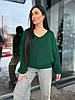 Стильний теплий жіночий в'язаний светр із вирізом БАТАЛ, фото 6