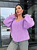 Стильний теплий жіночий в'язаний светр із вирізом БАТАЛ, фото 9
