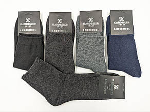 Чоловічі вовняні шкарпетки середні якісні Kardesler гладкі однотонні, тонка вовна р40-46 6 пар/уп мікс кольорів