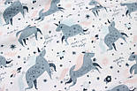 Лоскуток.Тканина бавовна цифровий друк "Казкові єдинороги" на білому тлі No4-40, 34*160 см, фото 8