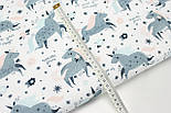 Лоскуток.Тканина бавовна цифровий друк "Казкові єдинороги" на білому тлі No4-40, 34*160 см, фото 6