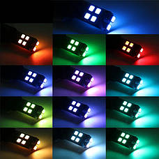 Світлодіодні лампи T10 W5W з пультом RGB різнокольорові 12V 3528 10LED, стробоскоп (з пам'яттю), фото 5