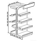 Стелаж двосторонній 2350х950 мм, стелаж Рістел приставний прямий, торговий стелаж в магазин, стелаж з полицями, торговий стенд, фото 8