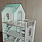 Дерев'яний дитячий ляльковий самозбірний будиночок для ляльок, 5 кімнат, з меблями, з терасою та сходами, з хдф Код/Артикул 52 27, фото 3