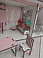 Ляльковий дерев'яний рожевий самозбірний будиночок для ляльок з меблями, зі сходами і панно на стіну Код/Артикул 52 11, фото 7